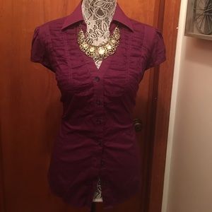 Maroon purple Express short sleeve essential shirt